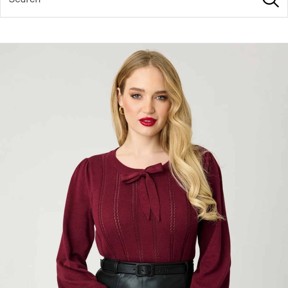 Chic Burgundy Women's Blouse with Bow Detail